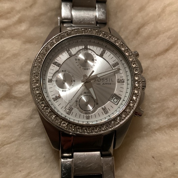 Fossil Ladies Watch Crystals Stainless Steel Bracelet Date Dials 10atm - Picture 2 of 5